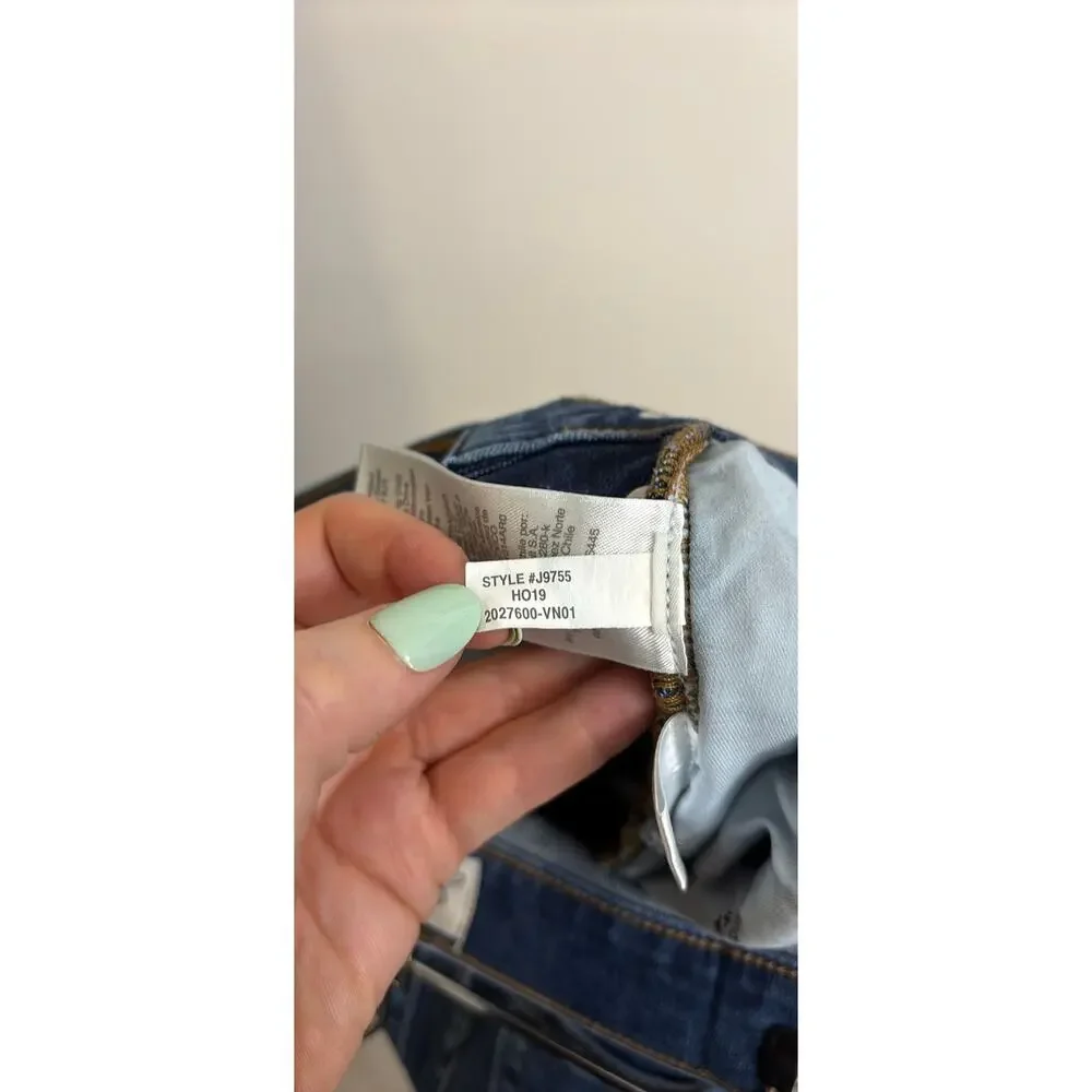 J. Crew Jeans Womens 26 Blue Vintage Straight High Rise Button Fly Raw Hem